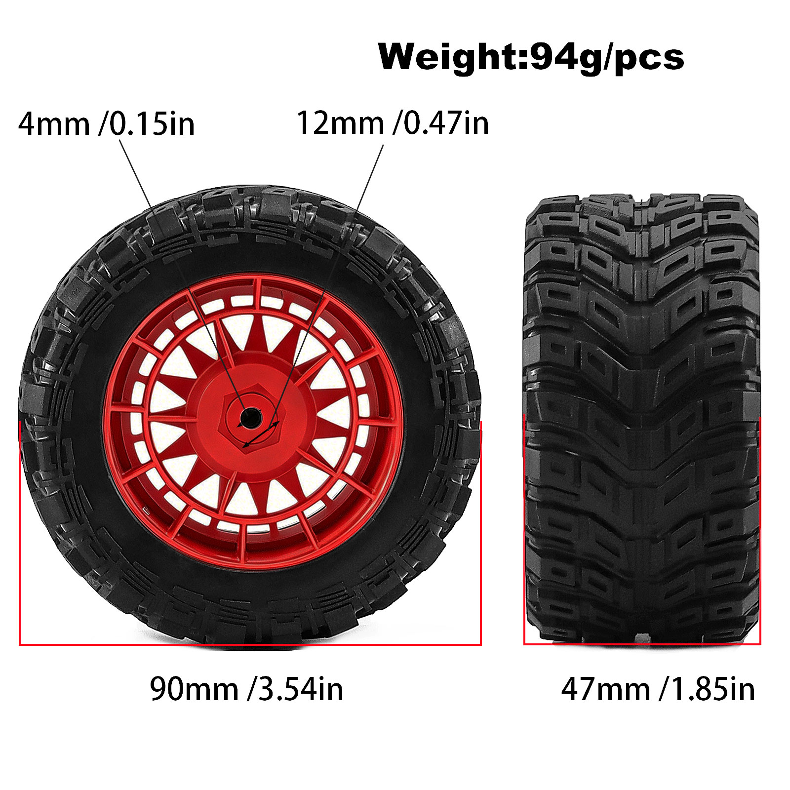 4pcs RC Truck Wheel Rim Tires  - Wheel Rim Rc บทวิจารณ์และราคา