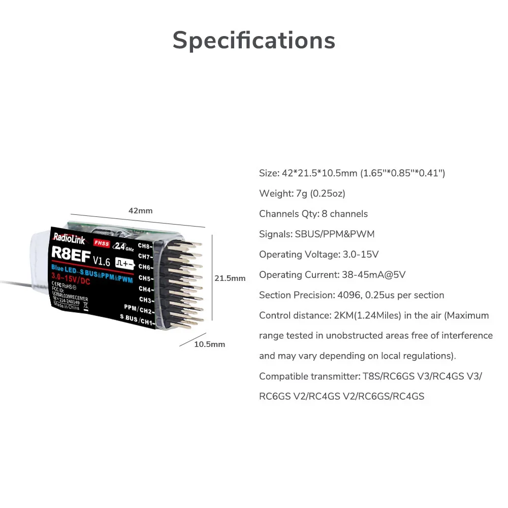 Radiolink R8EF 8 Channel Recei - Receiver Sbus 8Ch บทวิจารณ์และราคา