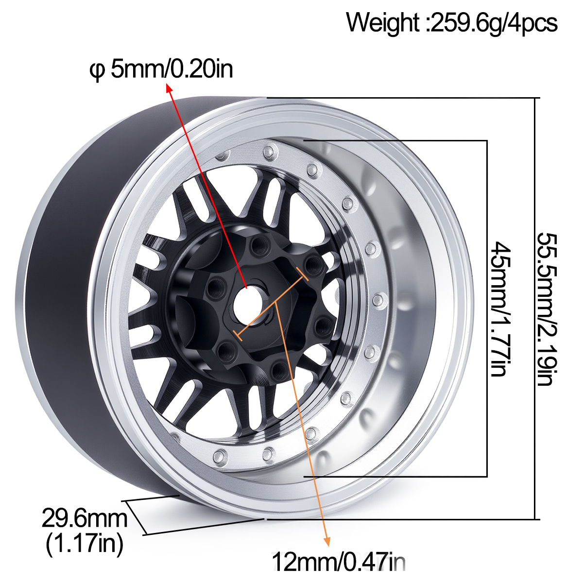 4Pcs 1.9 Aluminum Beadlock Whe - Wheel Rim Rc บทวิจารณ์และราคา