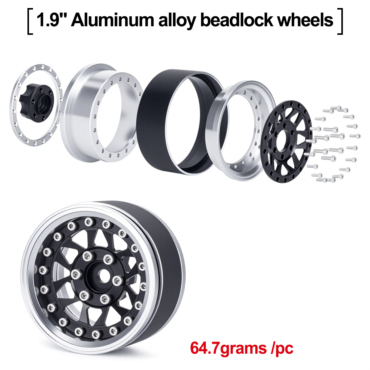 4Pcs 1.9 Aluminum Beadlock Whe - Wheel Rim Rc บทวิจารณ์และราคา