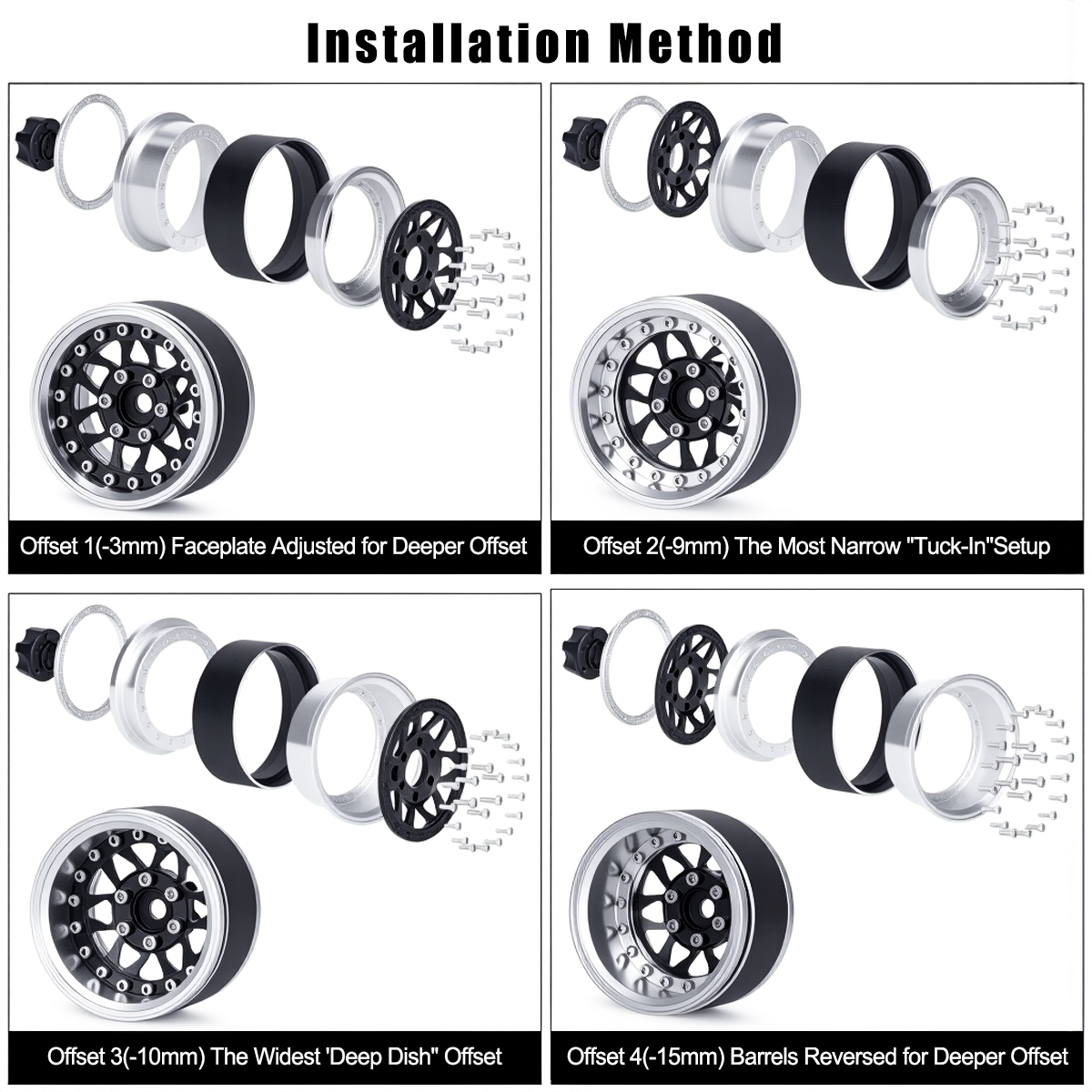 4Pcs 1.9 Aluminum Beadlock Whe - Wheel Rim Rc บทวิจารณ์และราคา