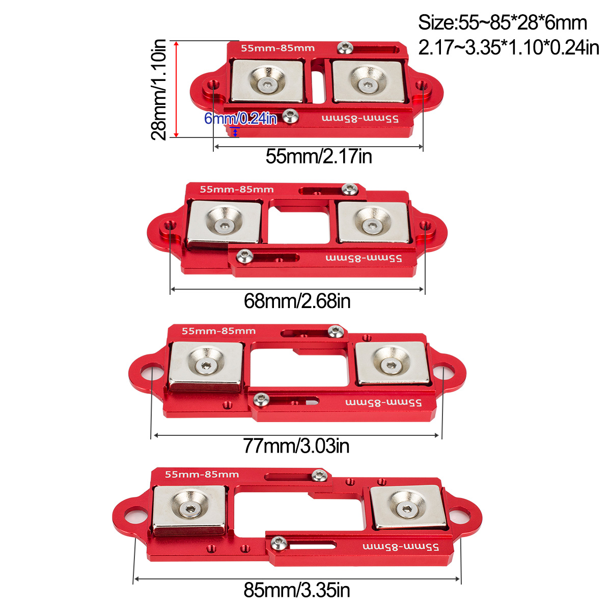 4PCS 55-85mm Adjustable Magnet - Body Shell Rc บทวิจารณ์และราคา