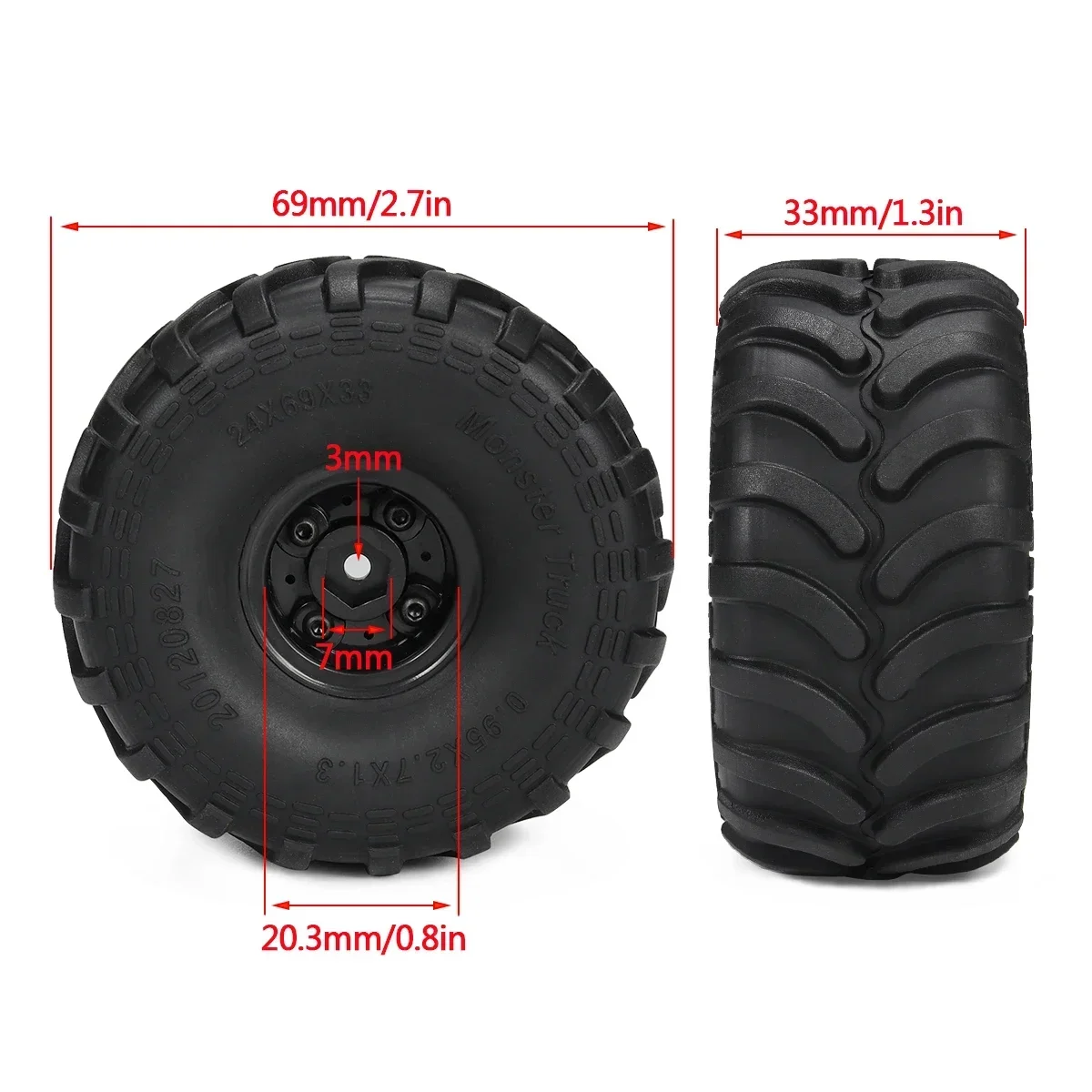 4pcs Monster Truck Tires with  - Wheel Rim Rc บทวิจารณ์และราคา