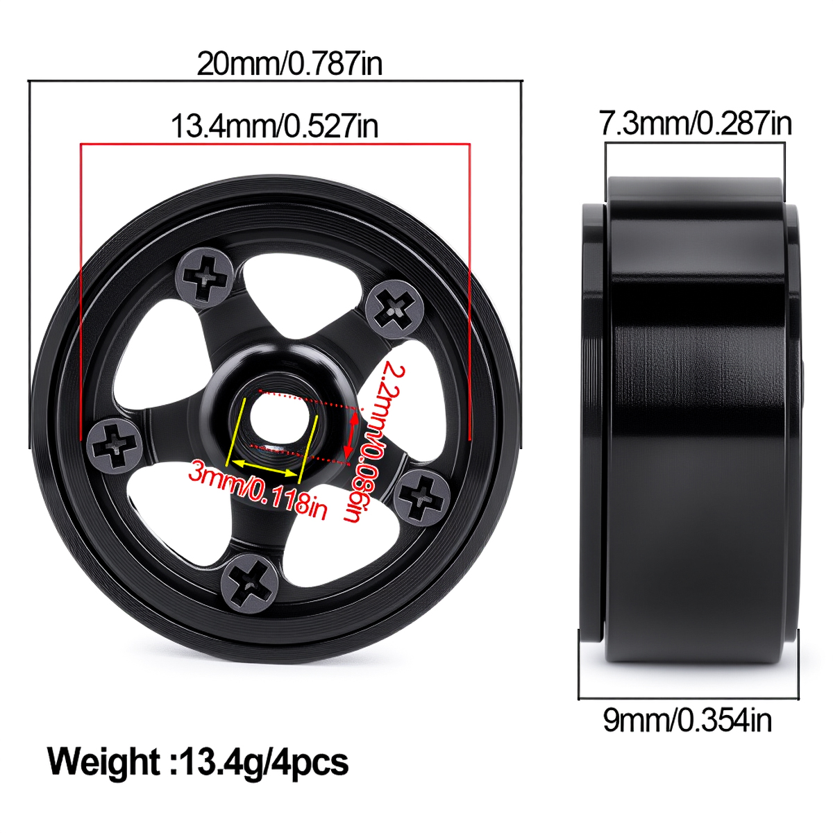 0.7'' Aluminum 5-Spokes Beadlo - Wheel Rim Rc บทวิจารณ์และราคา